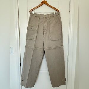 Vtg 80s 90s Banana Republic Safari & Travel Convertible Cargo Pants Khaki 36x30